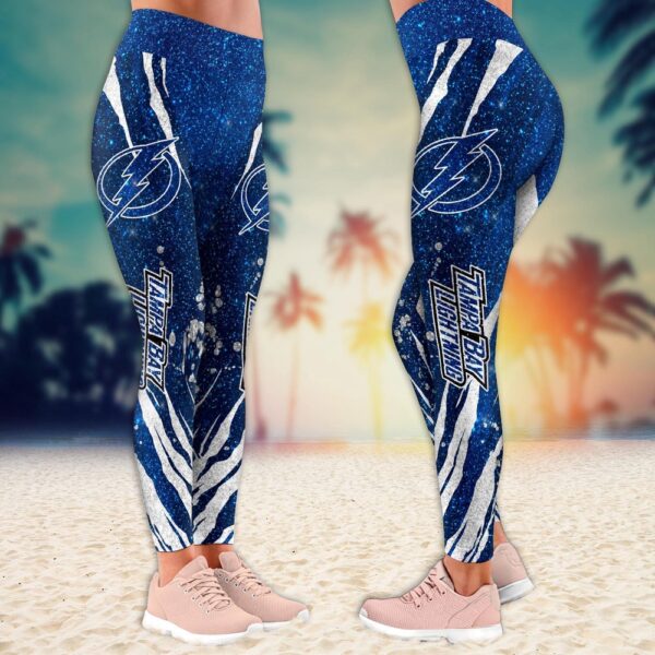 NHL Tampa Bay Lightning Flower Leggings Women Football Leggings For Women