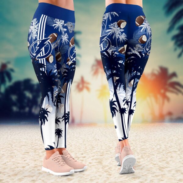 NHL Tampa Bay Lightning Summer Flower Leggings Women Football Leggings For Women