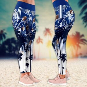 NHL Tampa Bay Lightning Summer Flower Leggings Women Football Leggings For Women 2 1