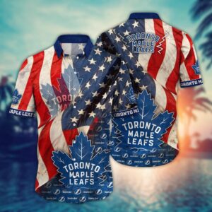 NHL Toronto Maple Leafs American Flag Hawaii Shirt Summer Football Shirts 1