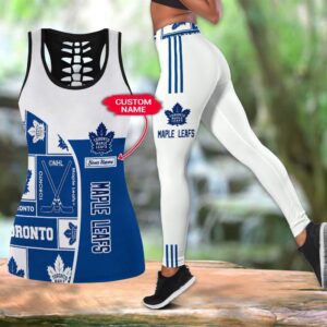 NHL Toronto Maple Leafs Hollow Tank Top And Leggings Set For Fans 1