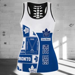 NHL Toronto Maple Leafs Hollow Tank Top And Leggings Set For Fans 2