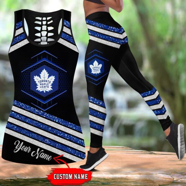 NHL Toronto Maple Leafs Hollow Tank Top And Leggings Set For Hockey Fans
