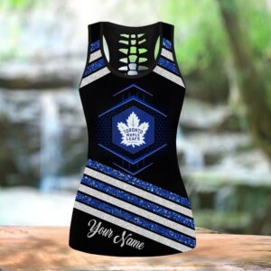 NHL Toronto Maple Leafs Hollow Tank Top And Leggings Set For Hockey Fans 3