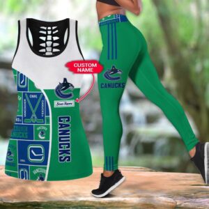 NHL Vancouver Canucks Hollow Tank Top And Leggings Set For Fans 1
