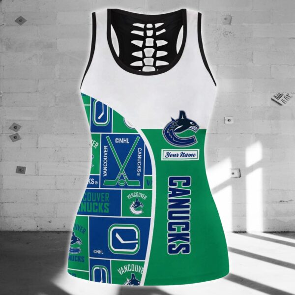 NHL Vancouver Canucks Hollow Tank Top And Leggings Set For Fans