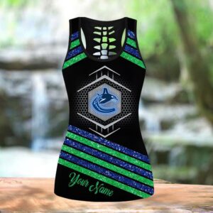 NHL Vancouver Canucks Hollow Tank Top And Leggings Set For Hockey Fans 3
