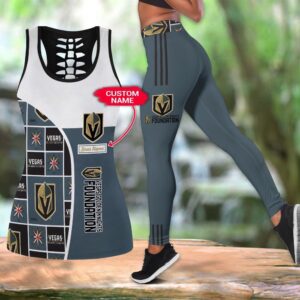NHL Vegas Golden Knights Hollow Tank Top And Leggings Set For Fans 1
