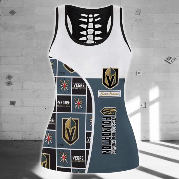 NHL Vegas Golden Knights Hollow Tank Top And Leggings Set For Fans
