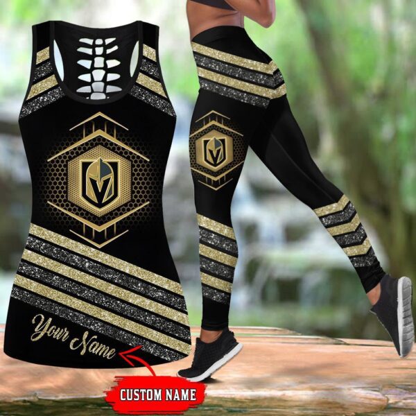 NHL Vegas Golden Knights Hollow Tank Top And Leggings Set For Hockey Fans
