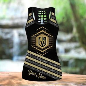 NHL Vegas Golden Knights Hollow Tank Top And Leggings Set For Hockey Fans 3