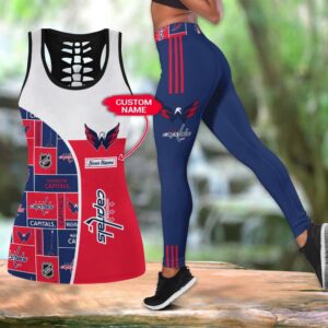 NHL Washington Capitals Hollow Tank Top And Leggings Set For Fans 1