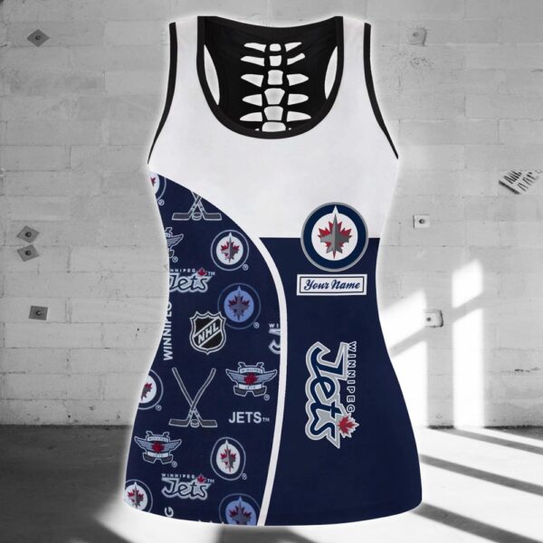 NHL Winnipeg Jets Hollow Tank Top And Leggings Set For Fans