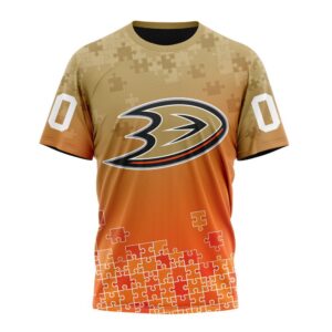 NHL Anaheim Ducks Special Autism Awareness Design All Over Print T Shirt 1