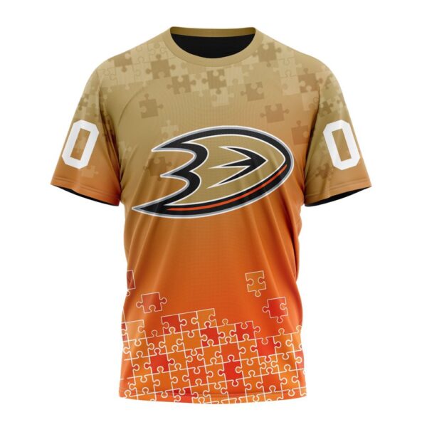 NHL Anaheim Ducks Special Autism Awareness Design All Over Print T Shirt