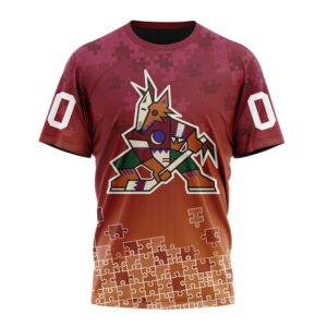 NHL Arizona Coyotes Special Autism Awareness Design All Over Print T Shirt 1
