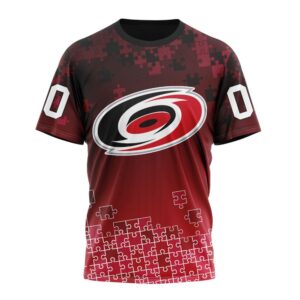 NHL Carolina Hurricanes Special Autism Awareness Design All Over Print T Shirt 1