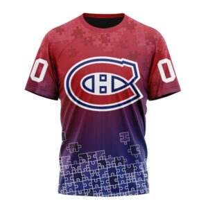 NHL Montreal Canadiens Special Autism Awareness Design All Over Print T Shirt 1