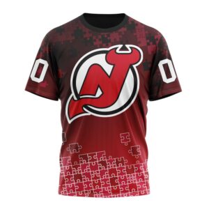 NHL New Jersey Devils Special Autism Awareness Design All Over Print T Shirt 1