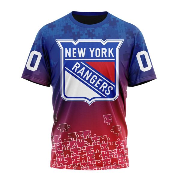 NHL New York Rangers Special Autism Awareness Design All Over Print T Shirt