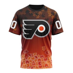 NHL Philadelphia Flyers Special Autism Awareness Design All Over Print T Shirt 1