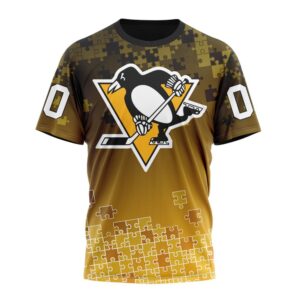 NHL Pittsburgh Penguins Special Autism Awareness Design All Over Print T Shirt 1
