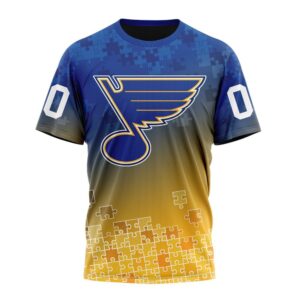 NHL St Louis Blues Special Autism Awareness Design All Over Print T Shirt 1