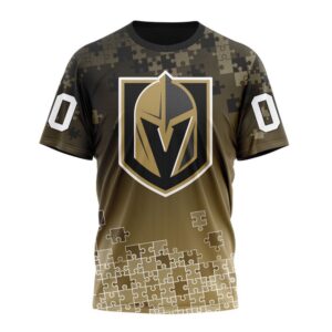 NHL Vegas Golden Knights Special Autism Awareness Design All Over Print T Shirt 1