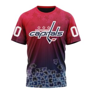 NHL Washington Capitals Special Autism Awareness Design All Over Print T Shirt 1