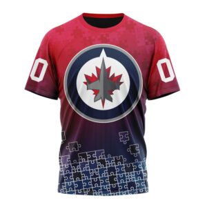 NHL Winnipeg Jets Special Autism Awareness Design All Over Print T Shirt 1