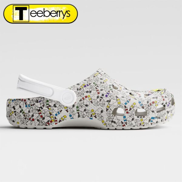 Footwearmerch Custom Name Peanuts Snoopy White Clogs Shoes