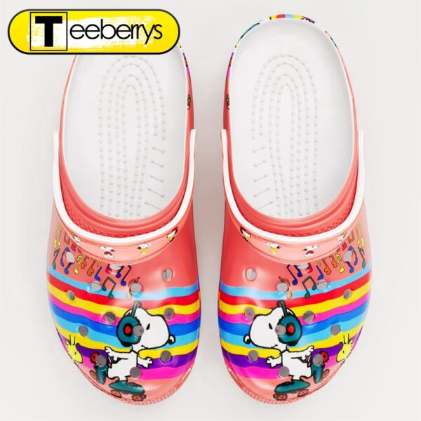 Footwearmerch Snoopy Peanuts Cartoon Dog Rainbow Crocs 3D Clog For Men Women Kids Shoes