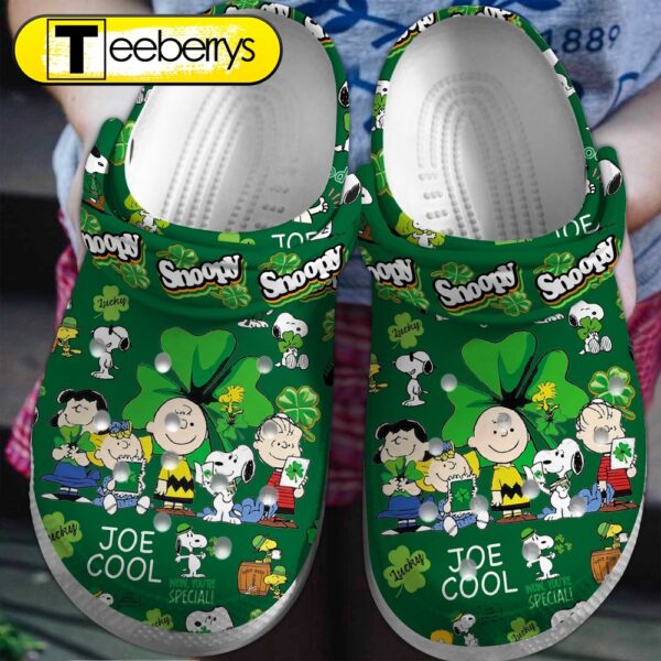 Footwearmerch Snoopy Peanuts Cartoon Saint Patrick’s Day Crocs Crocband Clogs Shoes Comfortable For Men Women and Kids