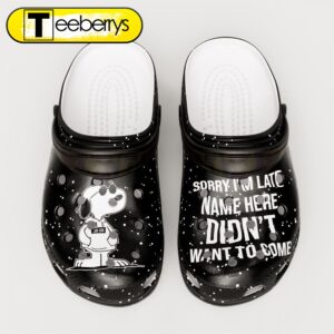 Footwearmerch Snoopy Sorry Im Late Crocs 3D Clog Shoes for Women Men Kids 1