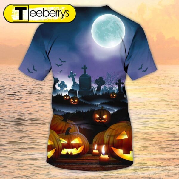 3D All Over Print Pumpkin With Grave Halloween Tshirt Mens Halloween Shirt