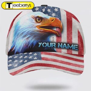 4th Of July American Flag Eagle Custom Name Baseball Cap – Christian Hats for Men and Women