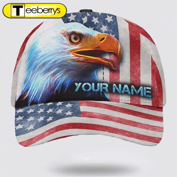 4th Of July American Flag Eagle Custom Name Baseball Cap – Christian Hats for Men and Women