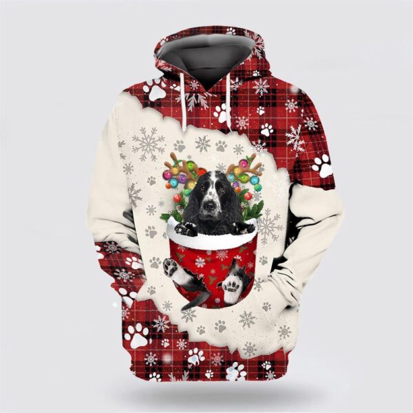 American Cocker Spaniel In Snow Pocket Merry Christmas All Over Print 3D Hoodie