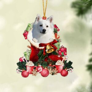 American Eskimo-Red Boot Hanging Christmas…