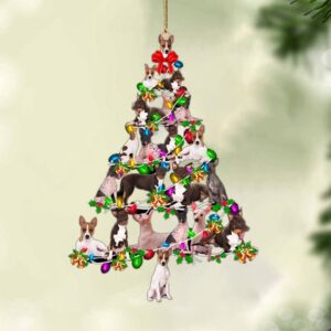 American Hairless Terrier-Christmas Tree Lights-Two…