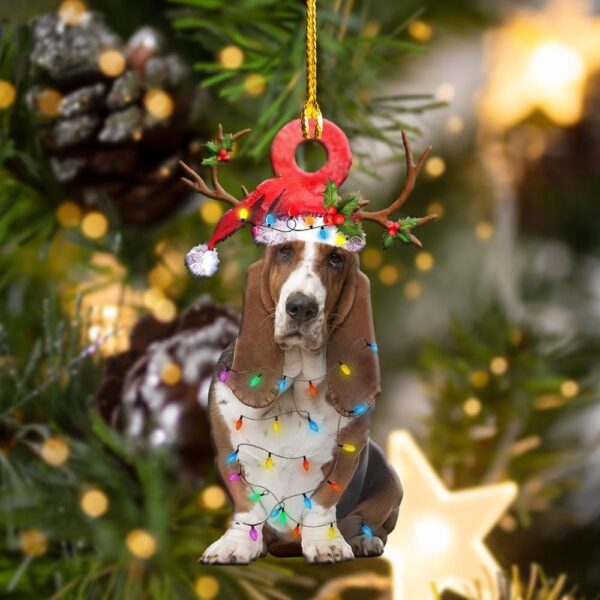 Basset Hounds Christmas Shape Christmas Plastic Hanging Ornament