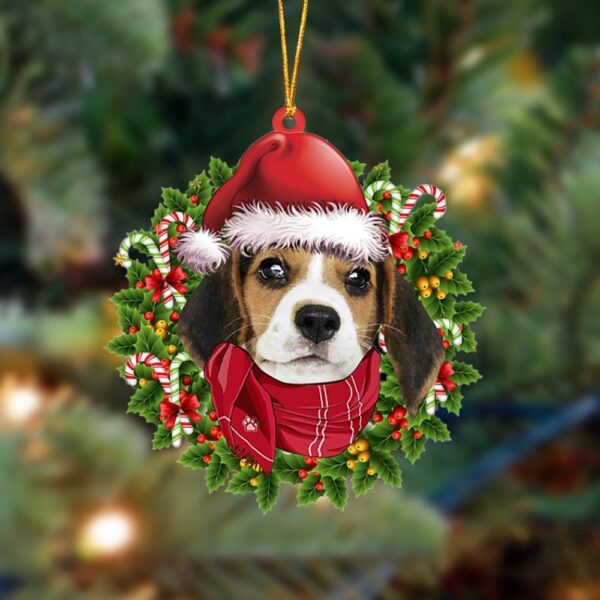 Beagle Xmas Bandana Hanging Christmas Plastic Hanging Ornament