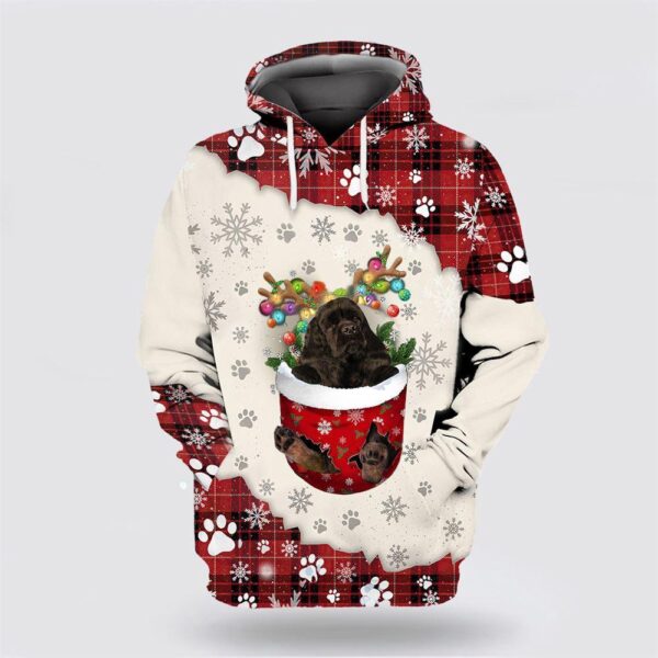 Black American Cocker Spaniel In Snow Pocket Merry Christmas All Over Print 3D Hoodie