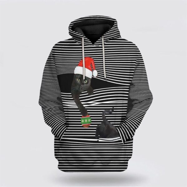 Black Cat At Christmas 3D All Over Print Hoodie