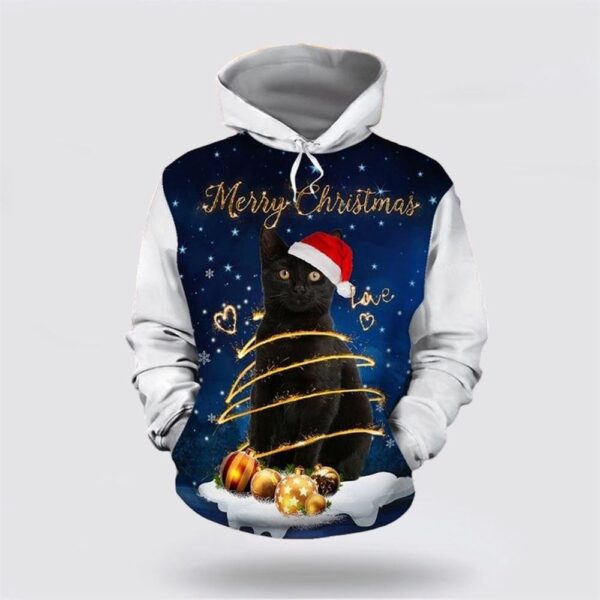 Black Cat Christmas Cool 3D All Over Print Hoodie
