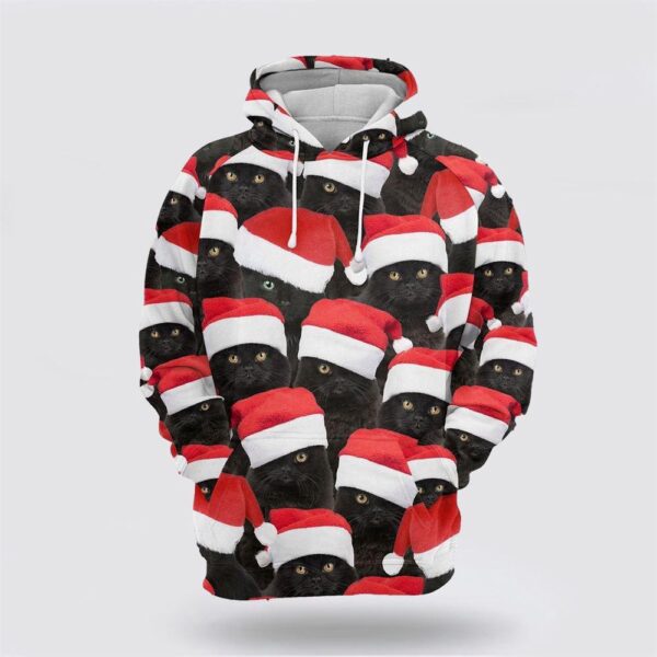Black Cat Christmas Group All Over Print 3D Hoodie