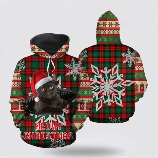 Black Cat Meowy Christmas 3D Hoodie