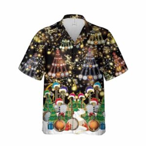 Christmas Banjo Music Button Down…