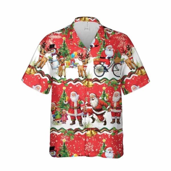 Christmas Day Pattern Santa Clause Breathable Wear Hawaiian Shirt