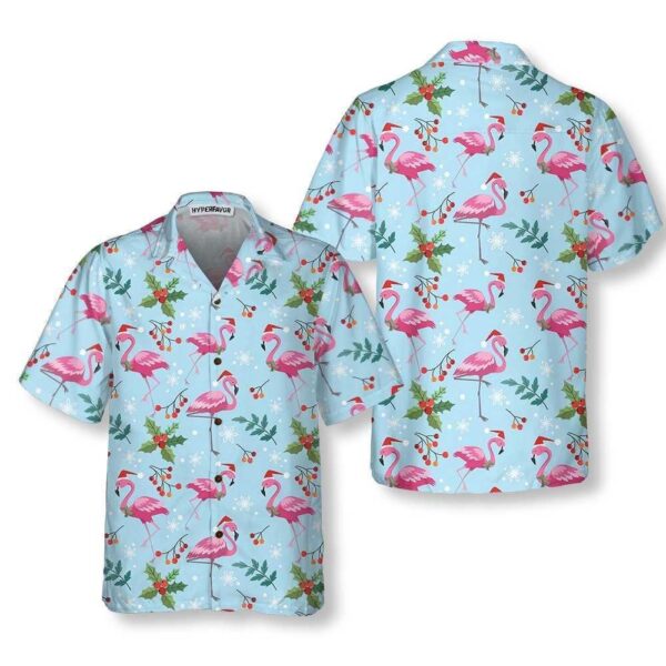 Christmas Flamingo Seamless Pattern Hawaiian Shirt